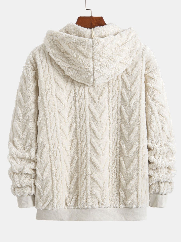 Geometrische Jacquard Zip Up Teddy Hoodie
