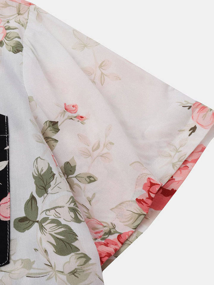 Twee Kleurige Bloemenprint Shirt