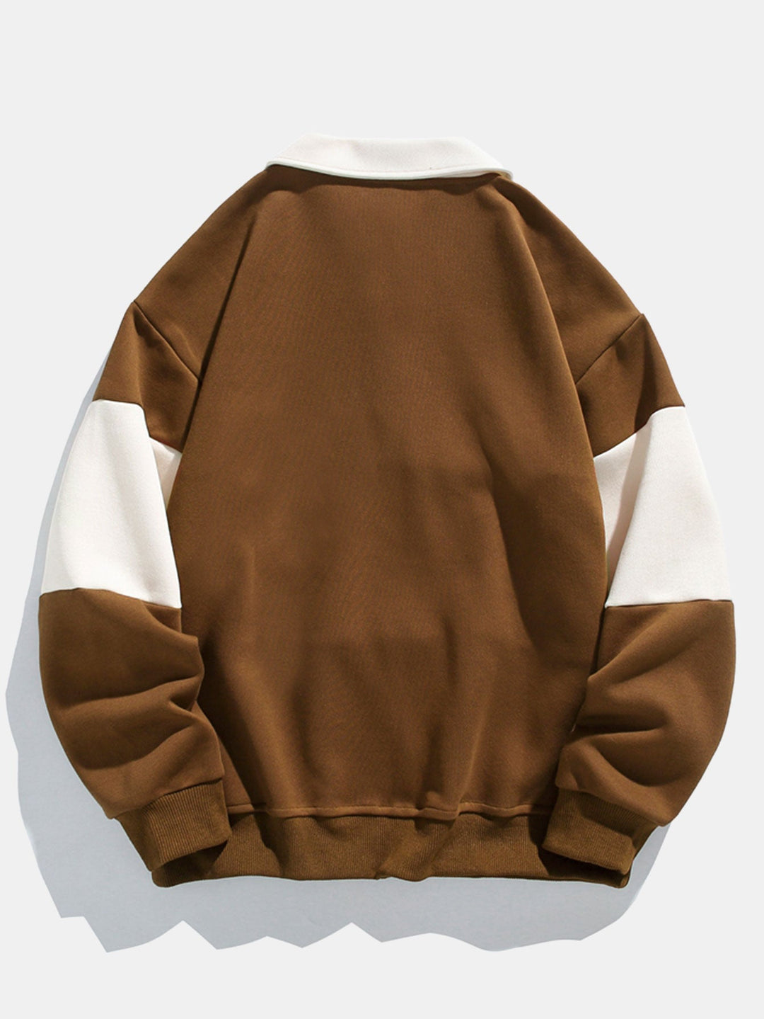 Relax Fit Kleur Blok Patchwork Polo Sweatshirt