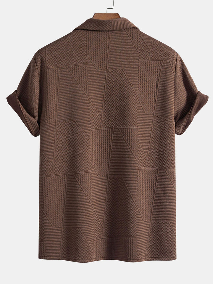 Korte Mouwen Geometrisch Textuur Cuban Shirt