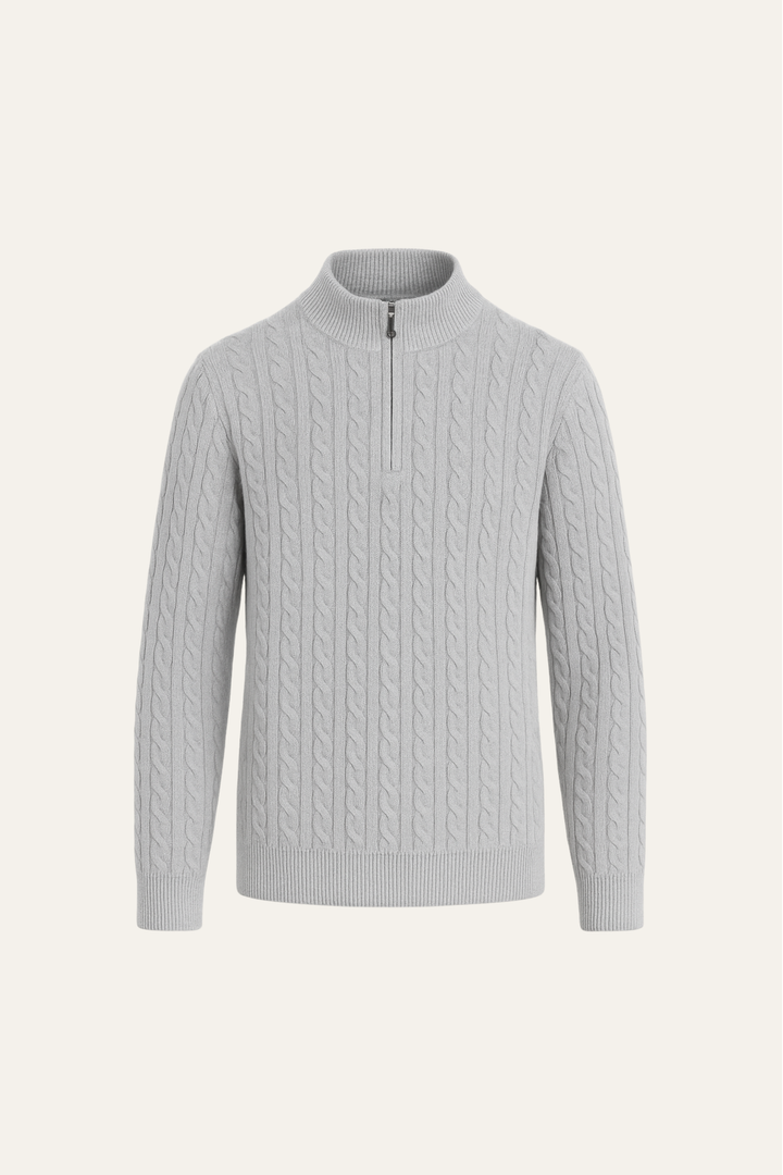 Lerano Cashmere Half-Zip Knit Grey
