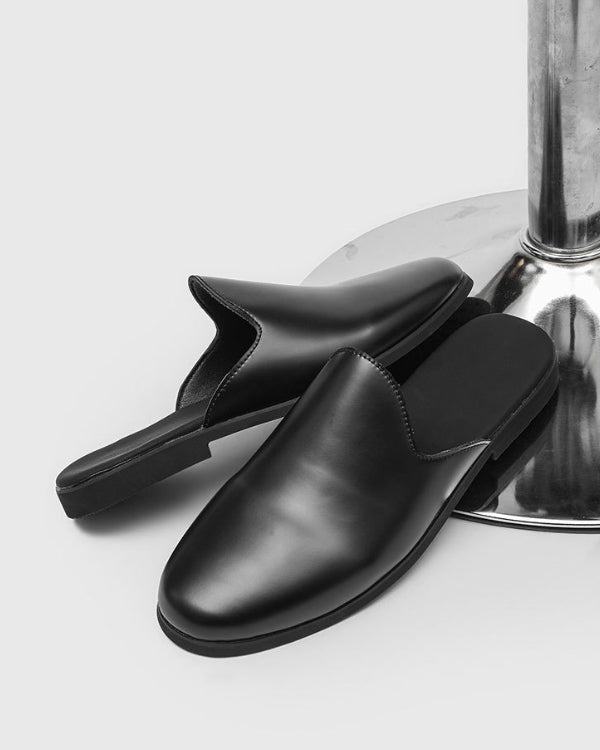 Leather Slip Slide Mules Loafers
