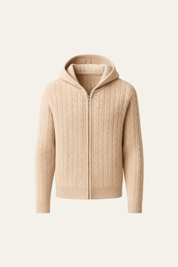 Talieri Hooded Cable Knit Beige