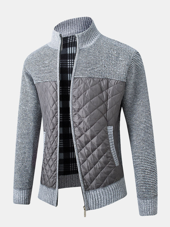 Gequilted Patchwork Zip-Up Trui