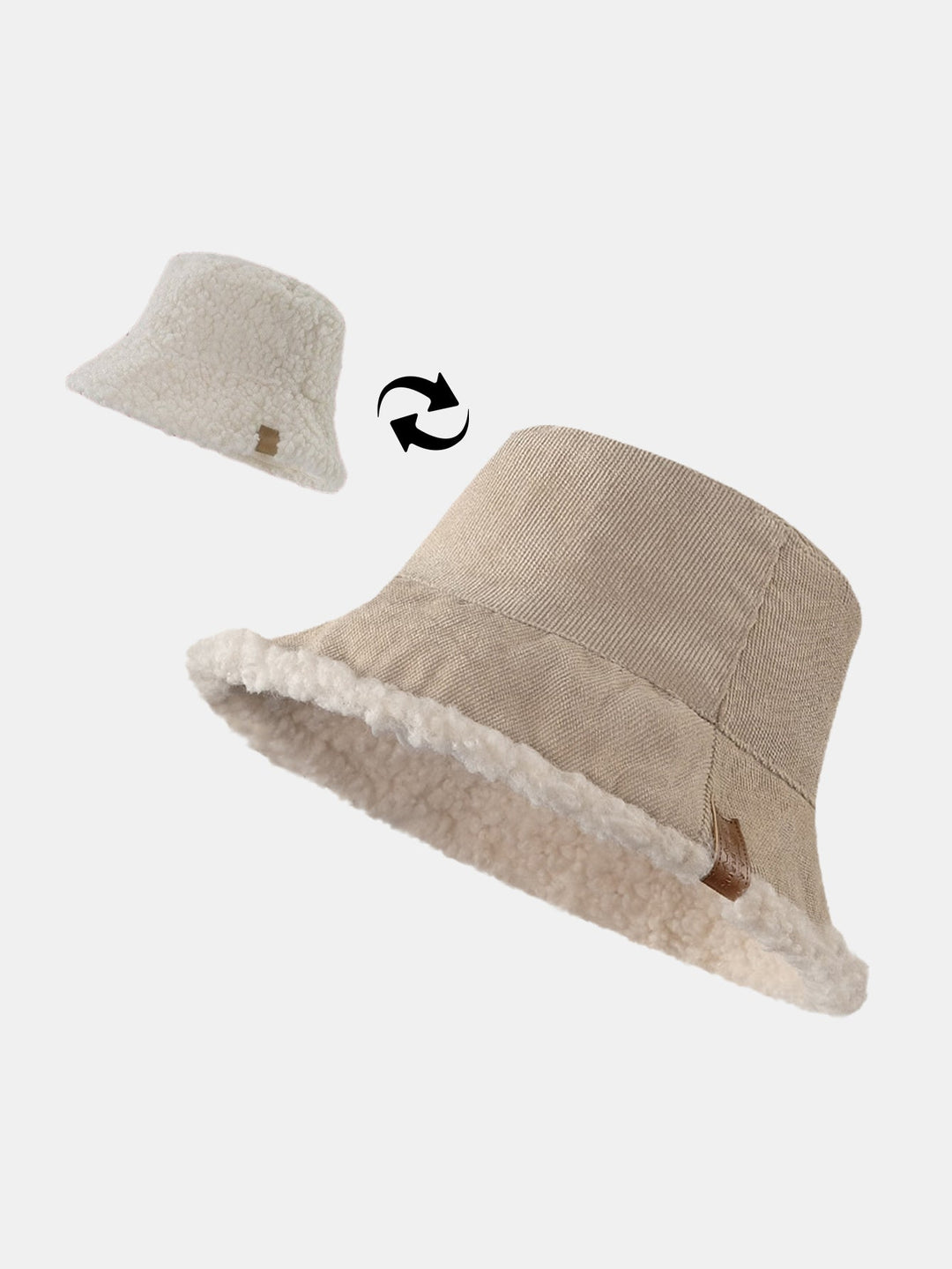 Dikke en warme corduroy en kasjmier splicing multifunctionele zachte pluche bucket cap kan in beide richtingen worden gedragen