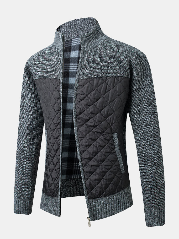 Gequilted Patchwork Zip-Up Trui