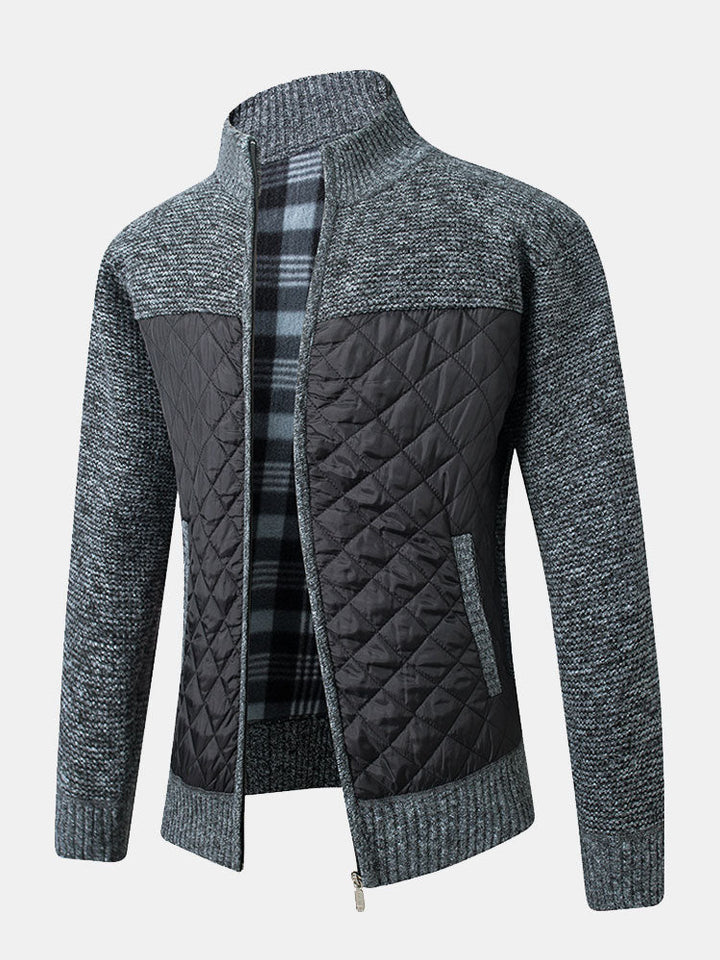 Gequilted Patchwork Zip-Up Trui
