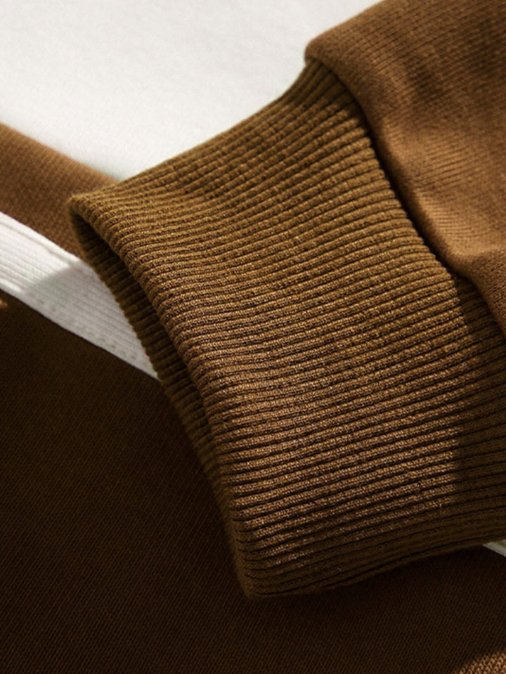 Relax Fit Kleur Blok Patchwork Polo Sweatshirt