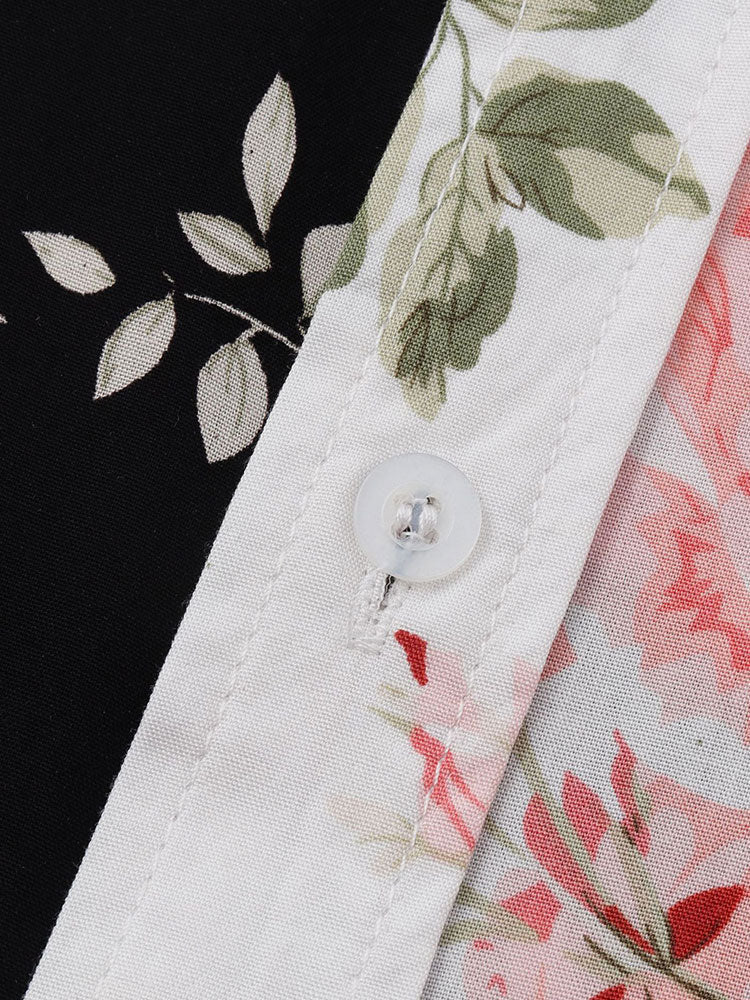 Twee Kleurige Bloemenprint Shirt