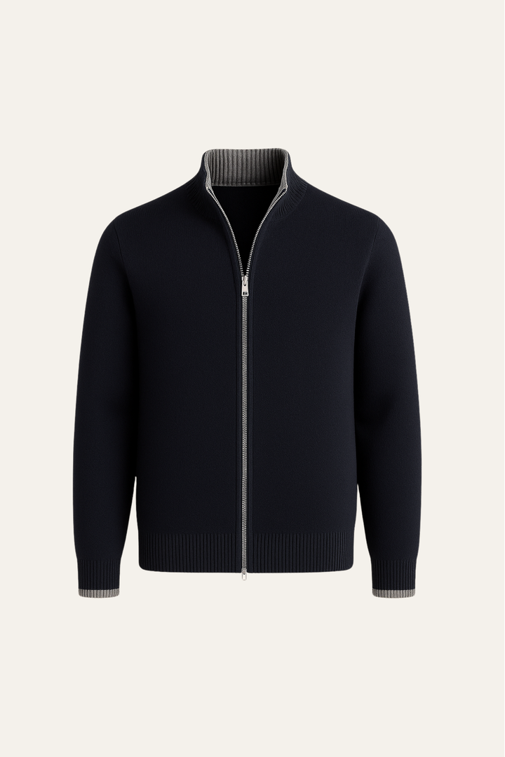 Terenzo Zip Cardigan Navy