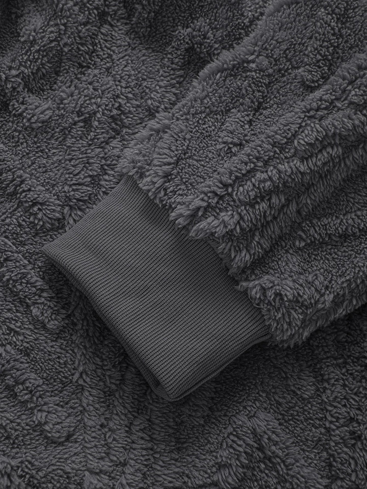 Geometrische Jacquard Zip Up Teddy Hoodie