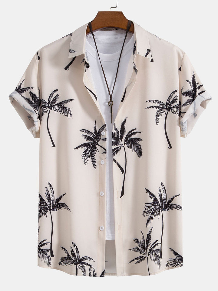 Palm Tree Print Button Up Shirt