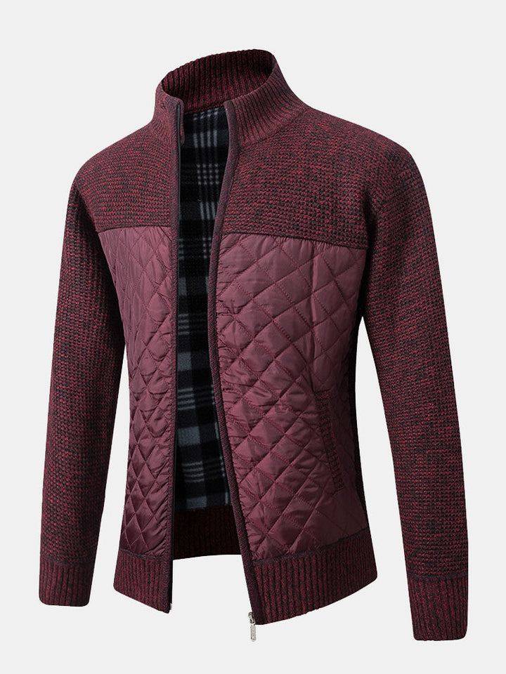 Gequilted Patchwork Zip-Up Trui