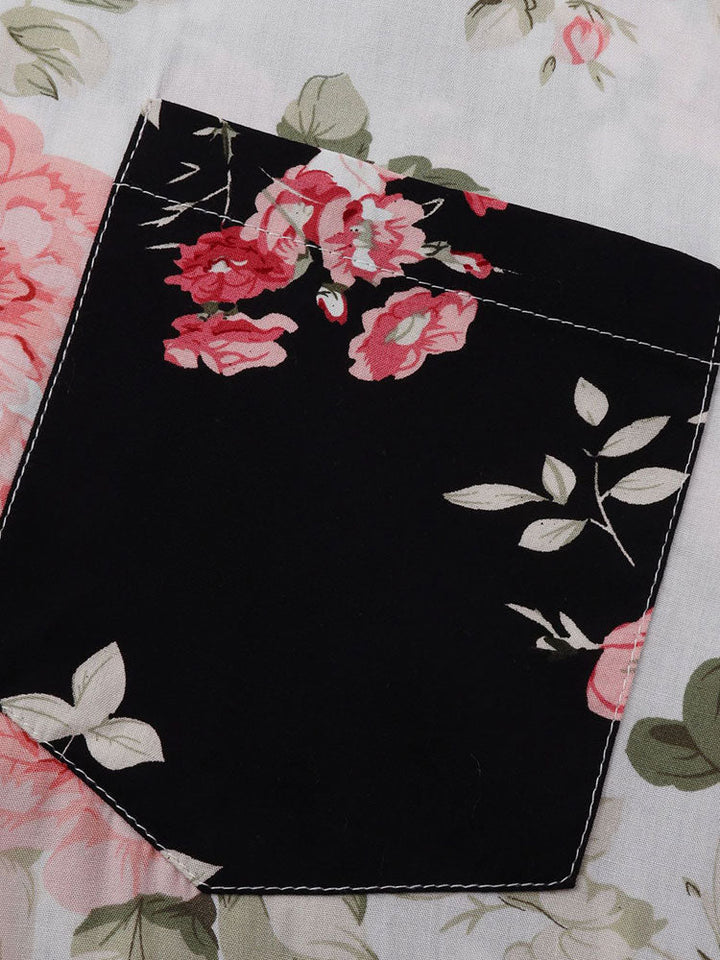 Twee Kleurige Bloemenprint Shirt