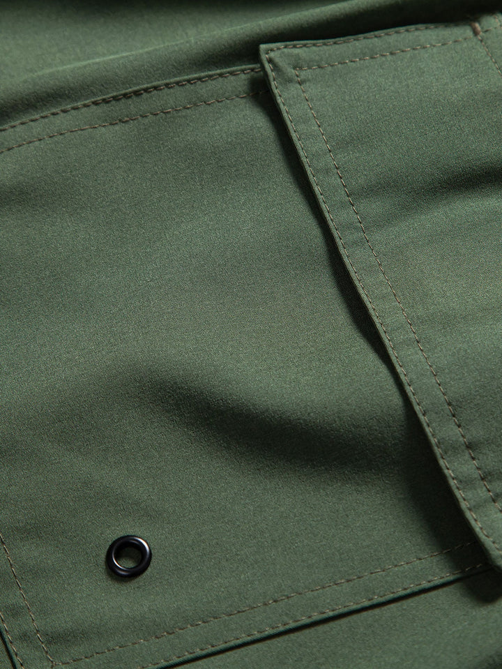 Hawaii Palmboom Print Linnen Look Katoenen Overhemd met Knopen & Zwemshorts