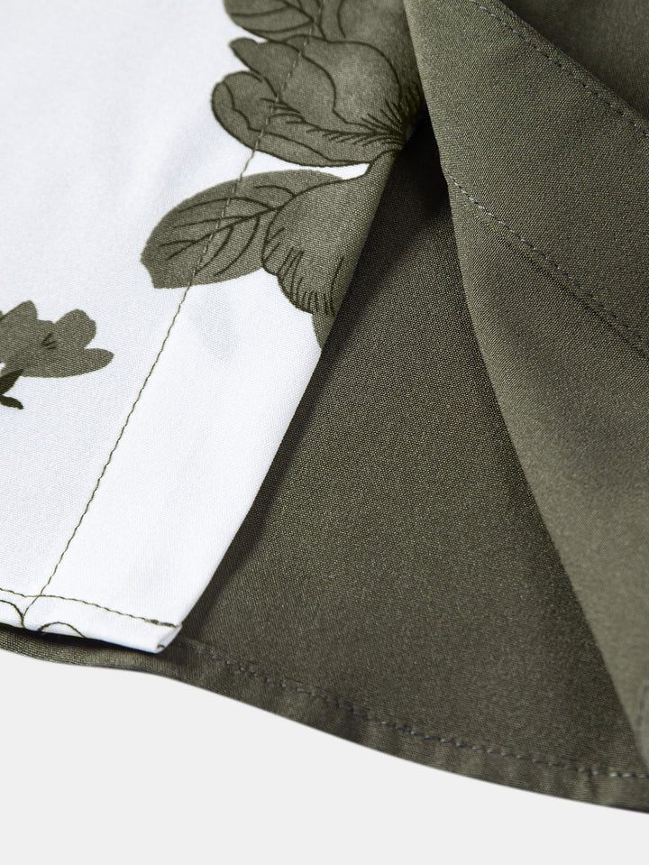 Bloemige Patchwork Print Overhemd met Knopen