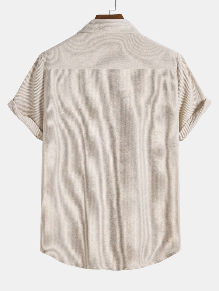 Korte Mouwen Corduroy Overhemd met Knopen & Shorts