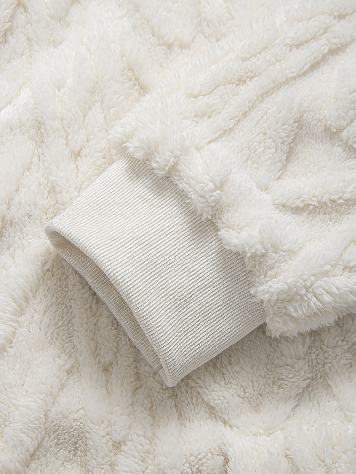 Geometrische Jacquard Zip Up Teddy Hoodie