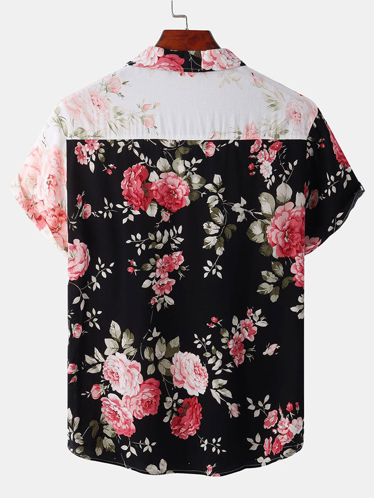 Twee Kleurige Bloemenprint Shirt