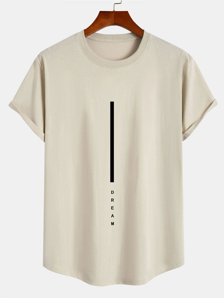 Dream Stripe Print Katoenen Boog Hem T-Shirt