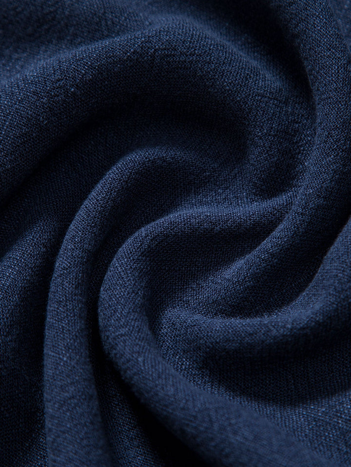 Linnen Rayon Mix Knopen Shirt & Rechte Pijpen Linnen Broek