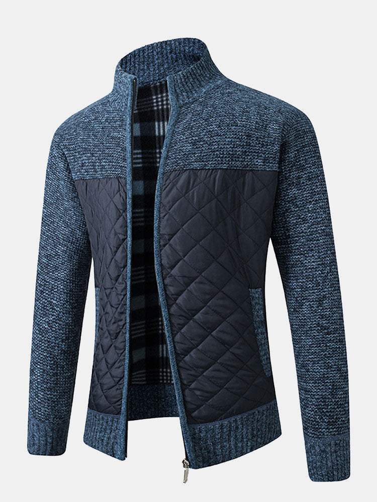 Gequilted Patchwork Zip-Up Trui