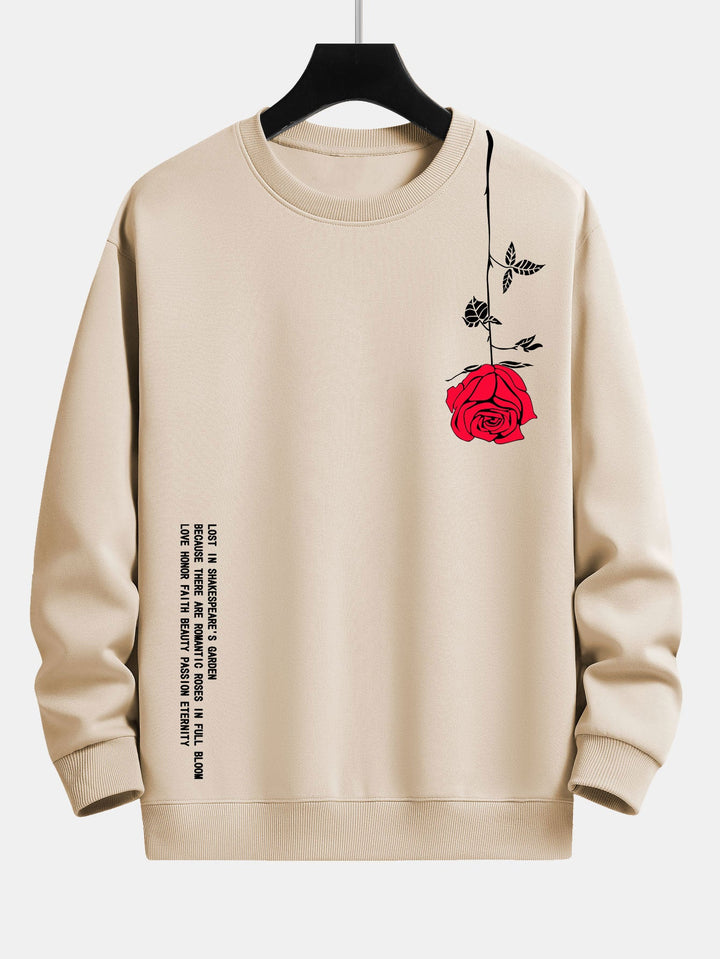 Slogan Rozenprint Relax Fit Sweatshirt