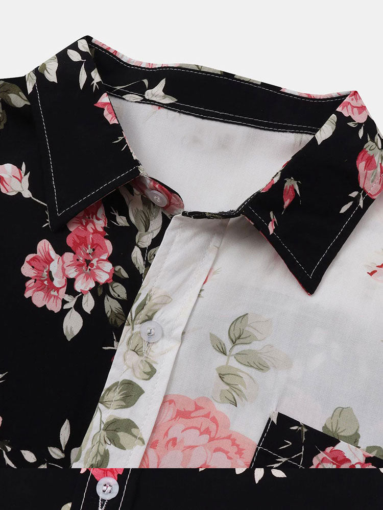 Twee Kleurige Bloemenprint Shirt