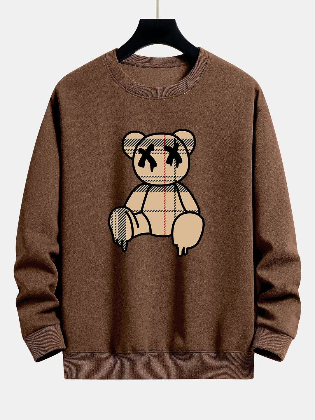 Geruite patroon oplosbare beerprint relax fit sweatshirt & joggerbroek