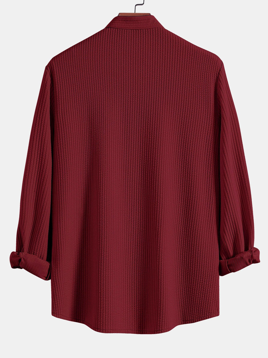 Langemouw Muscle Fit Geribbelde Staande Kraag Shirt