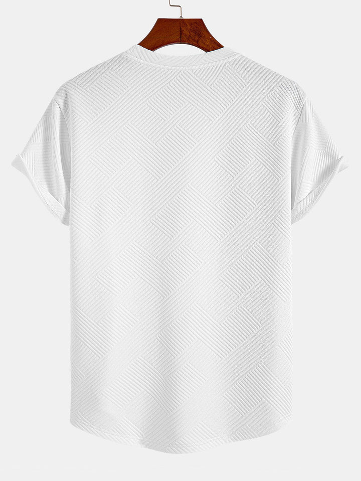 Korte Mouwen Streep Jacquard Boog Hem T-Shirt
