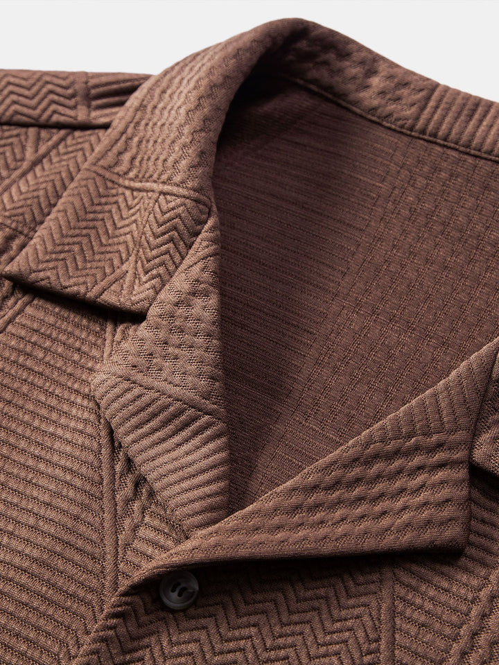 Korte Mouwen Geometrisch Textuur Cuban Shirt