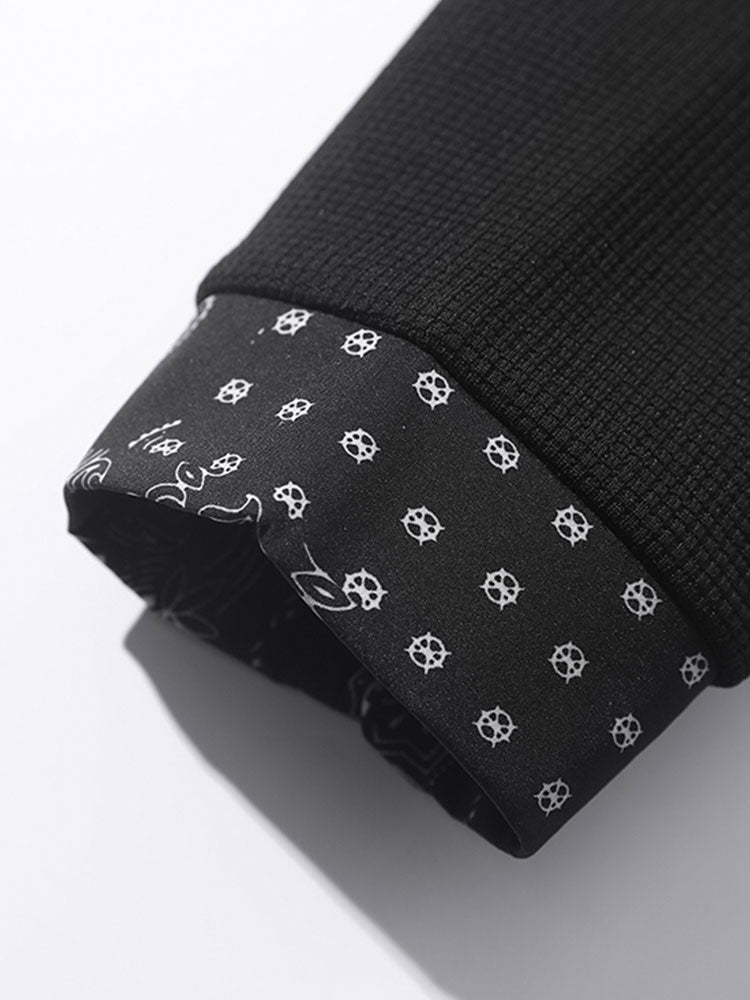 Paisley Print Paneel Waffle Sweatshirt