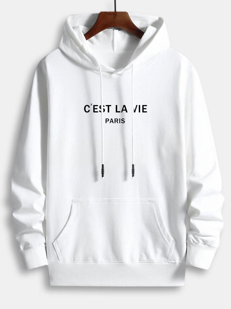 Paris Letter Print Katoenen Hoodie