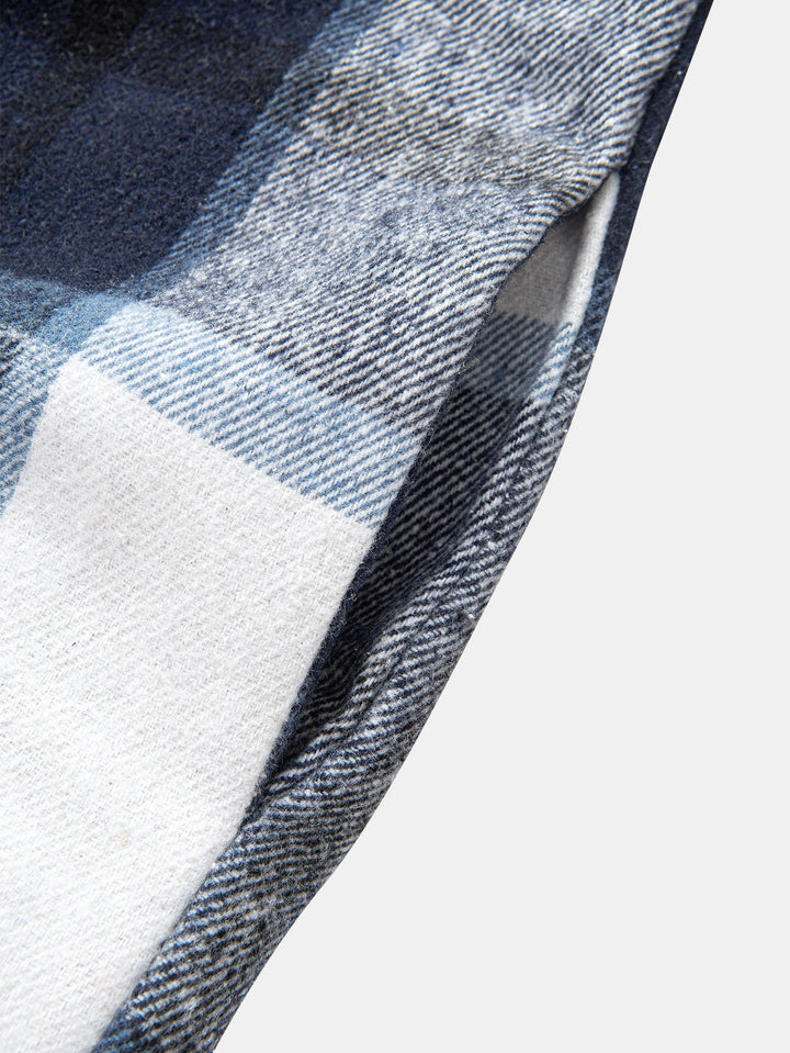 Teddy Gevoerde Flanellen Geruite Hoodie Shirt