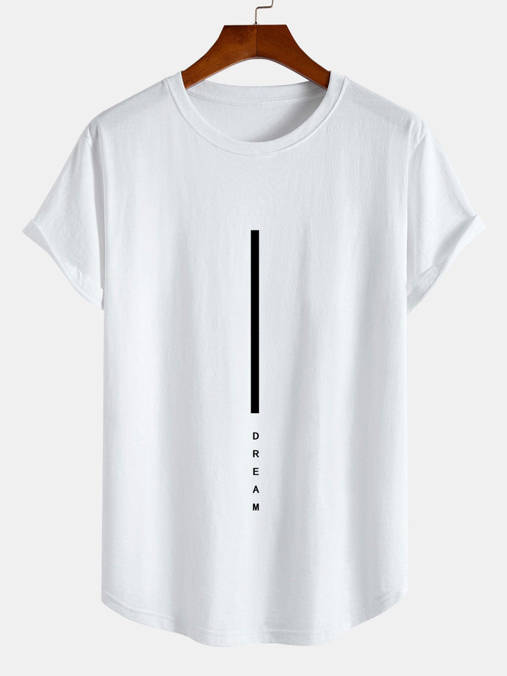 Dream Stripe Print Katoenen Boog Hem T-Shirt