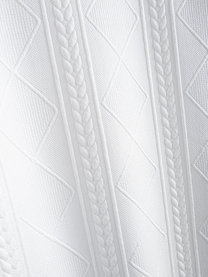 Korte Mouw Geometrisch Jacquard Boog Hem T-Shirt