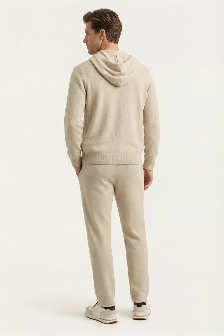 Elviro Cashmere Hooded Zip Set Cream