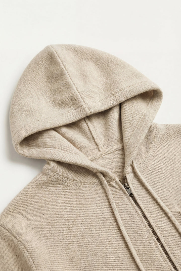 Elviro Cashmere Hooded Zip Set Cream