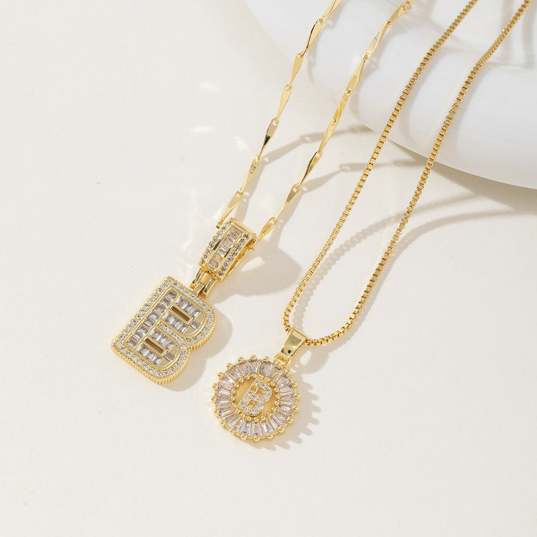 AISHA™ - Elegant 2-Pack Initial Letter Pendant Necklaces