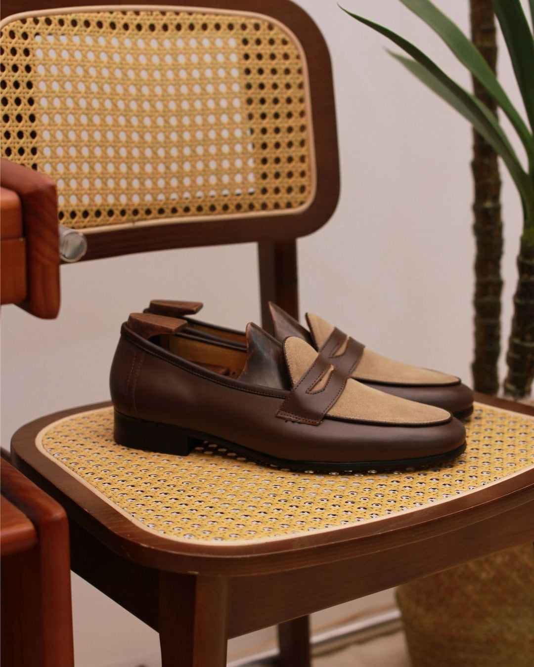 Genuine leather slip-on loafers