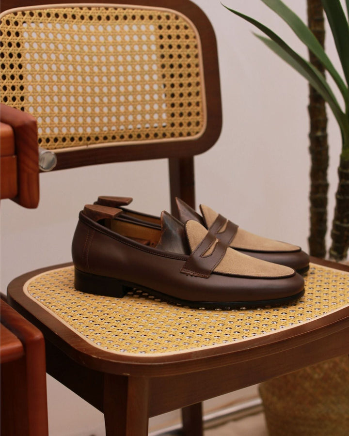 Genuine leather slip-on loafers