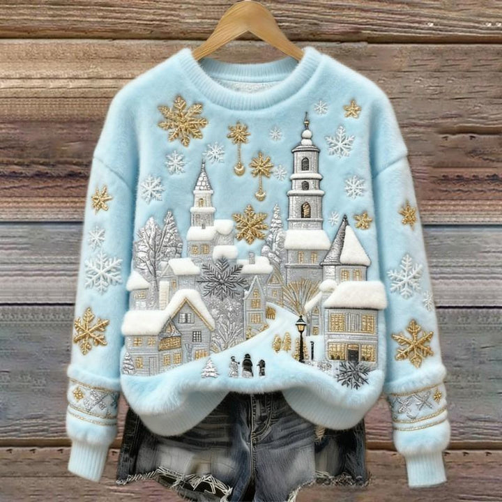 Winter Village Fluffy Christmas Sweater
