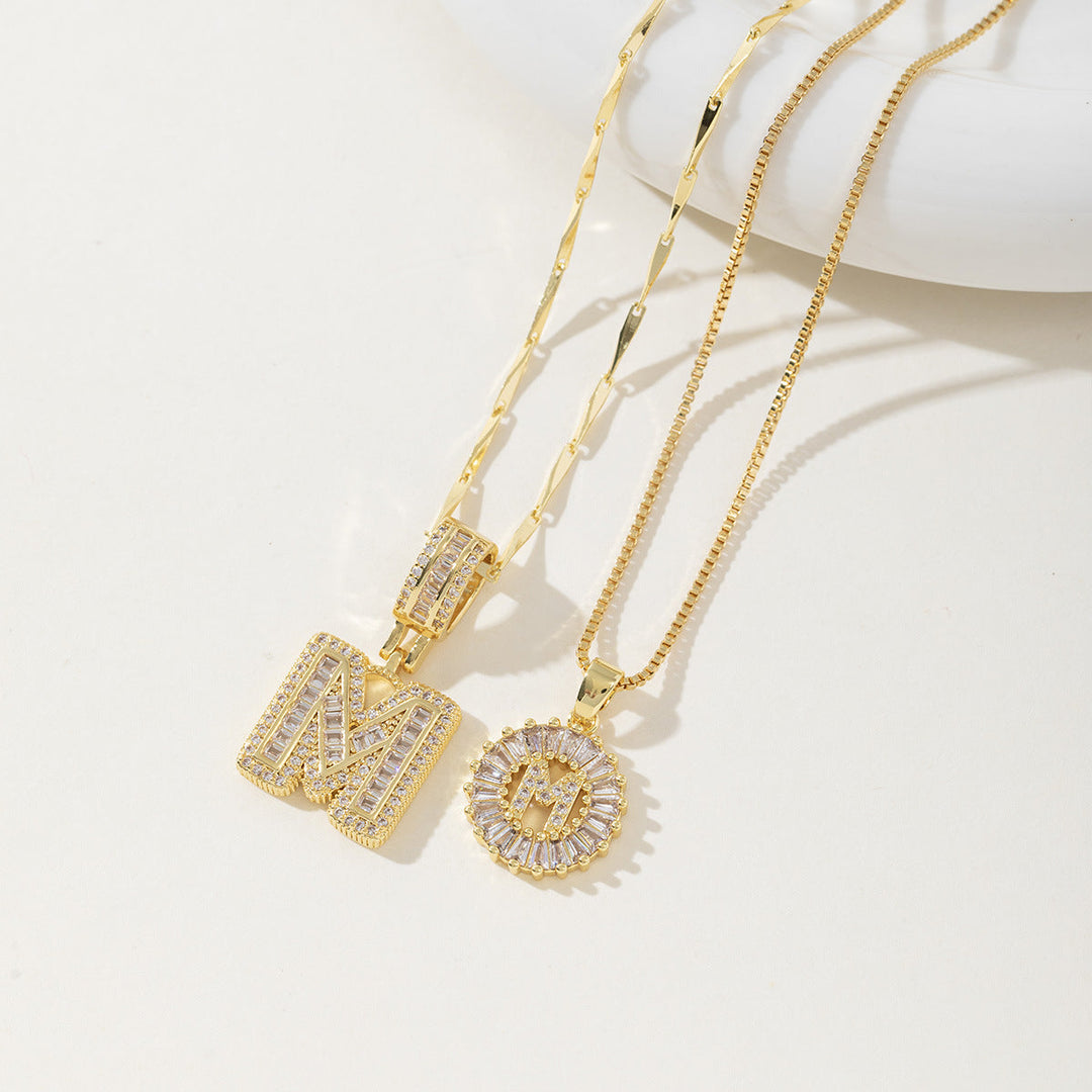 AISHA™ - Elegant 2-Pack Initial Letter Pendant Necklaces