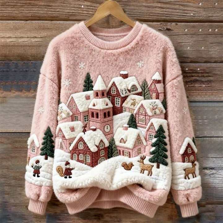 Winter Village Fluffy Christmas Sweater