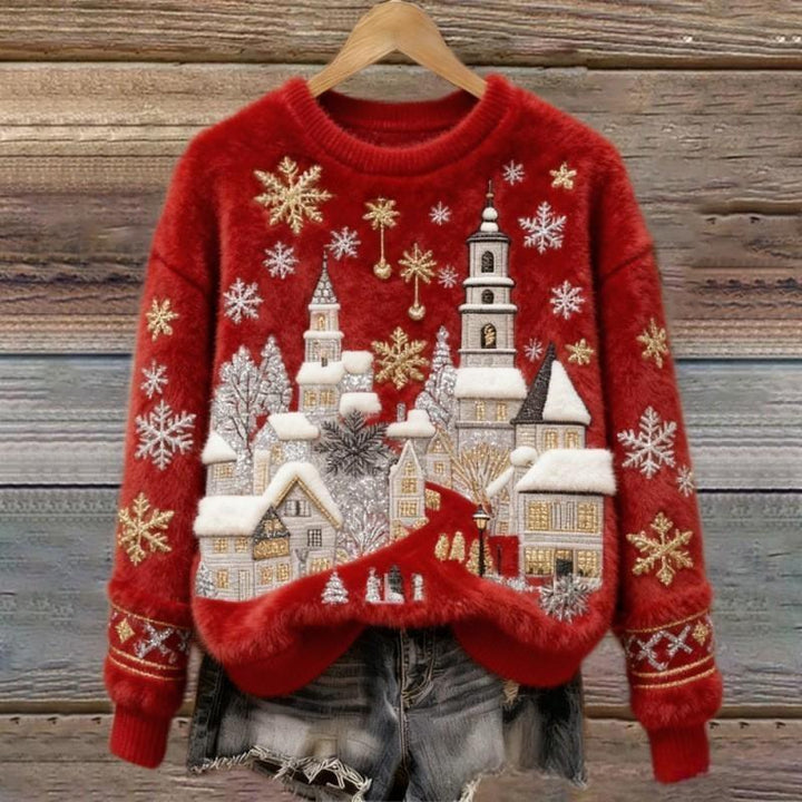 Winter Village Fluffy Christmas Sweater
