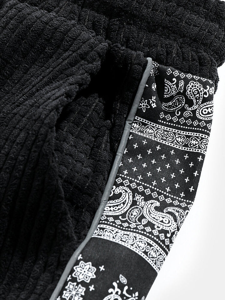 Corduroy Paisley Print Paneel Broek