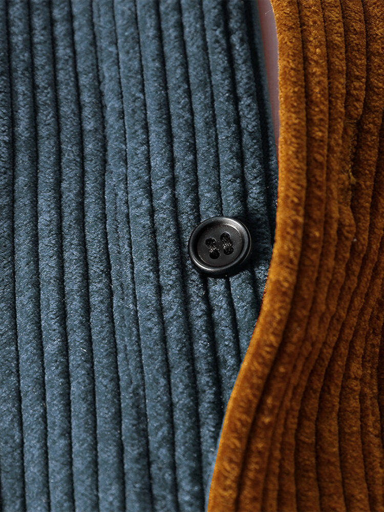 Corduroy Patchwork Lange Mouwen Overhemden