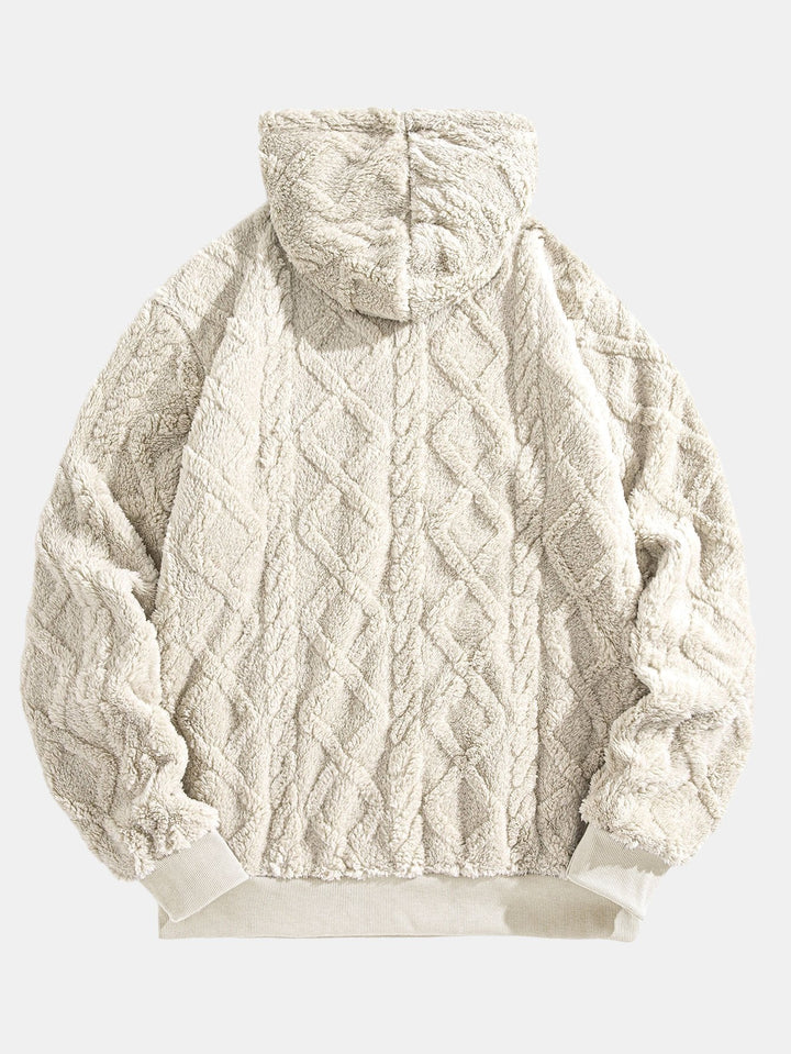 Geometric Jacquard Teddy Fleece Hoodie