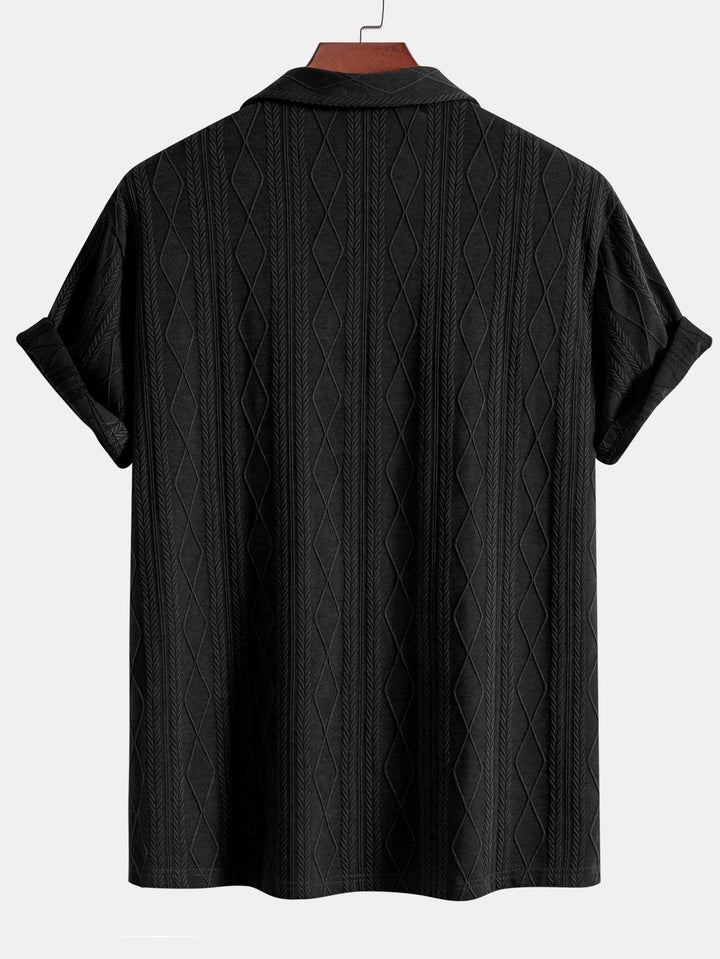 Gebreide Geometrische Ruit Jacquard Cubaanse Shirt